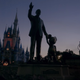 A shot of Walt Disney and Mickey Mouse’s statues.